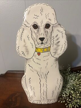 VTG Nina Lyman Ceramic White Poodle Vase - Retired Collectible